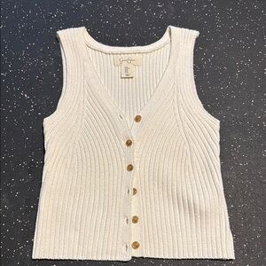 Women's Cream Button-Up Knit Top